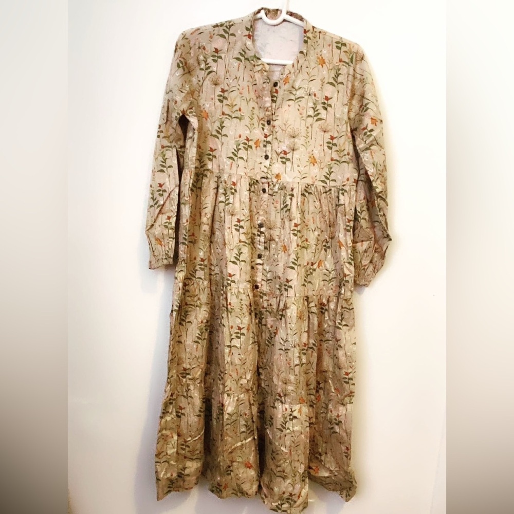 Floral Cream Long Sleeve Dress